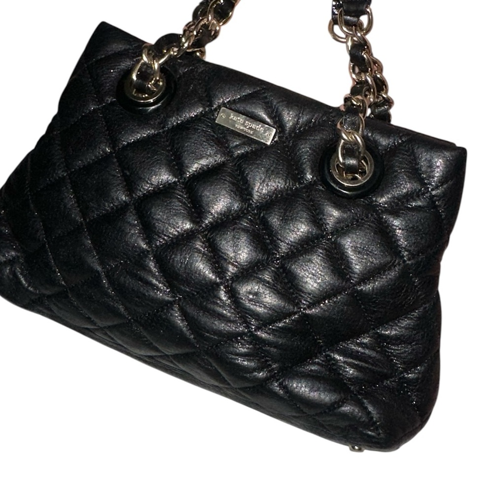 Kate Spade Black Quilted Shoulder Bag with Chain Straps - Picture 2 of 9